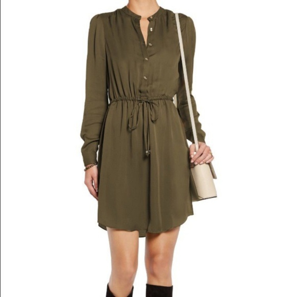 Michael Kors Olive Green Silk Shirt Dress